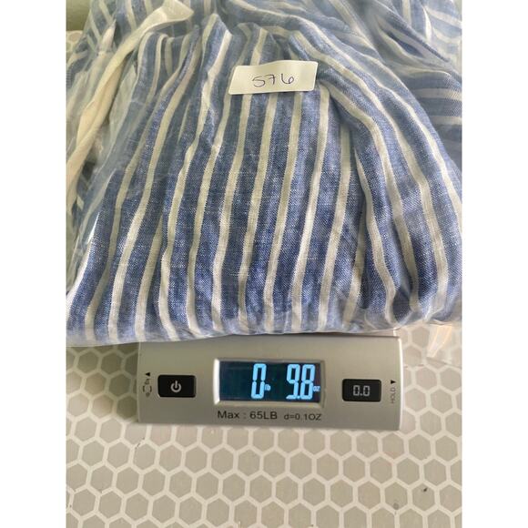 Beatriz Camacho Womens Jumpsuit Size 8 Blue Striped Linen Wide Leg Lagenlook - Picture 9 of 9